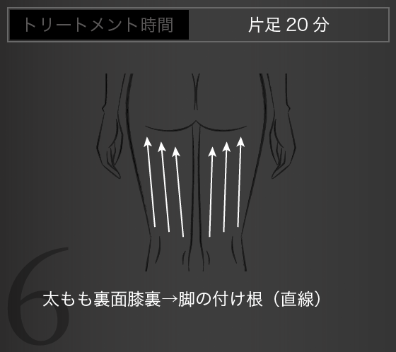 太もも裏面膝裏→脚の付け根（直線）